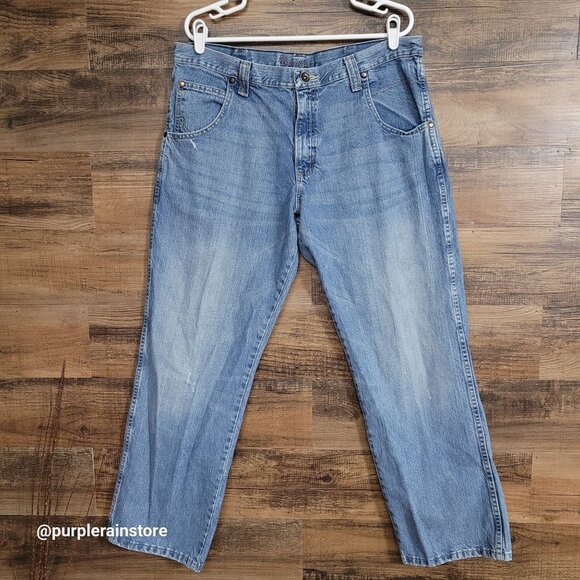Wrangler Jeans 38x32 measures 36x32 Straight Medium Light Wash Western - Picture 2 of 11